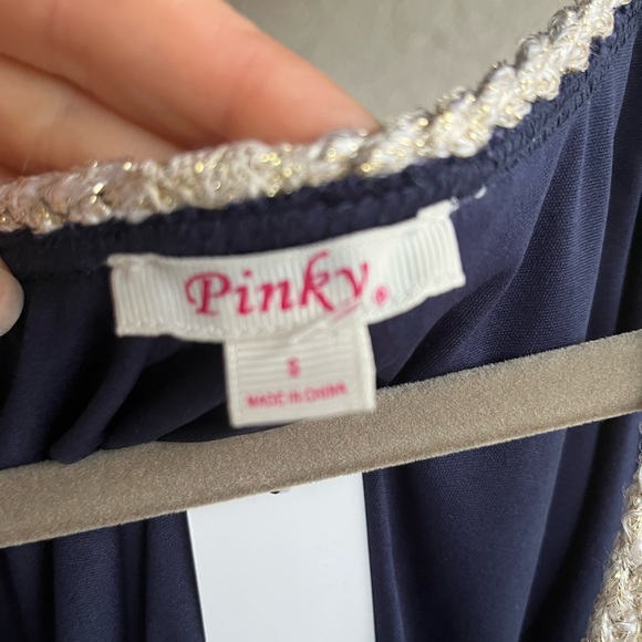 Pinky Halter Tank Navy Base with Gold Rope Straps & Chevron of Red Teal Purple - Picture 11 of 12